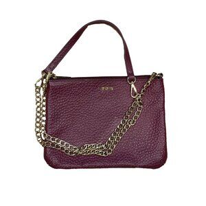 Lodis Maroon Leather Crossbody Bag Adjustable Chain Strap Purse